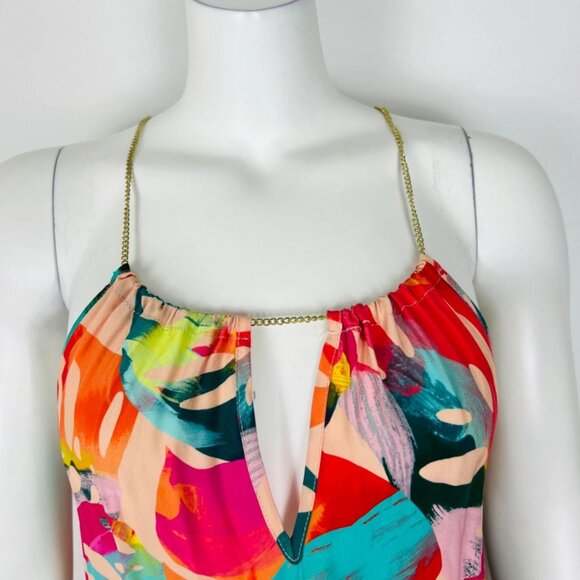 Amanda Uprichard Women’s Halter Dress NWT 100% Silk Chain Strap M Multi Color - Picture 2 of 6